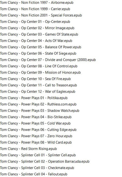 Tom Clancy E-BOOK Collection epub format(87ebooks)-EBOOK/instant delivery